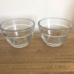 Set of 2 Pampered Chef Clear Glass Measuring Cups Prep Bowls 3/4 Cup 175 ml USA